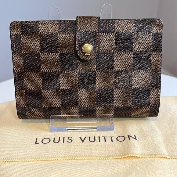 LOUIS VUITTON Vintage Kiss Lock Damier Porte Monnaie Billets Viennois Wallet EUC - Picture 1 of 15